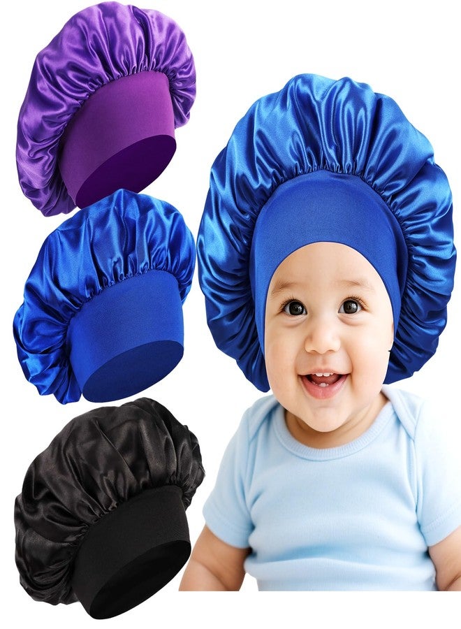 Himoswis 3 Pcs Baby Bonnets Infant Hair Sleep Cap for Sleeping for Girls,Boys (Black+Purple+Blue) - Image 1